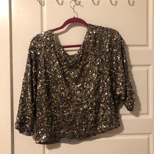 Gold Vince sequin batwing top